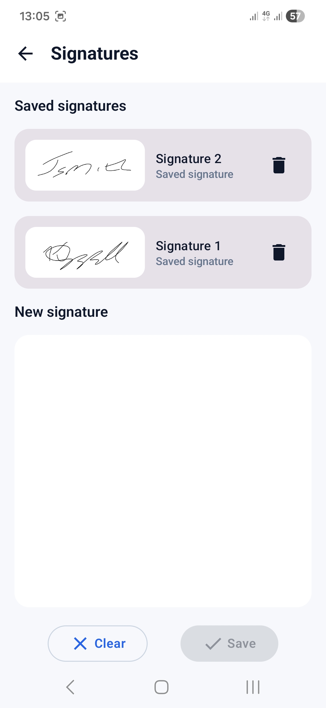 KPDF Scanner signature screen